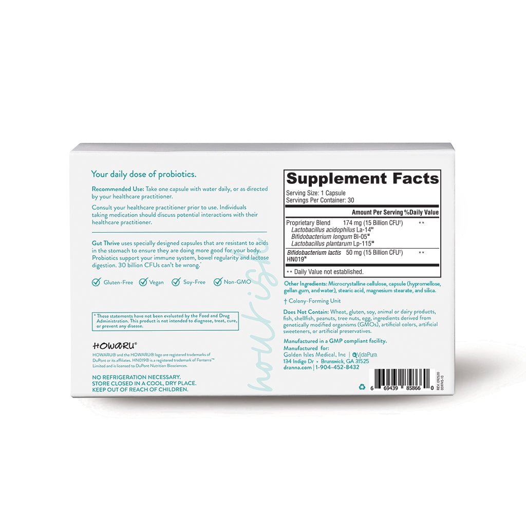 Gut Thrive® 30 Billion CFU Probiotic for Digestive Health