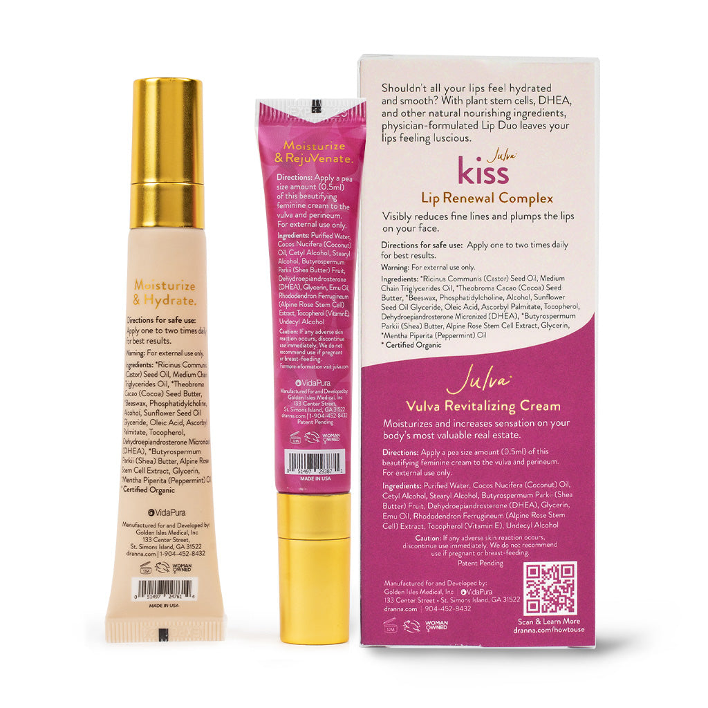 Julva® Lip Duo, Vulvar Moisturizer & Lip Plumping Balm Set